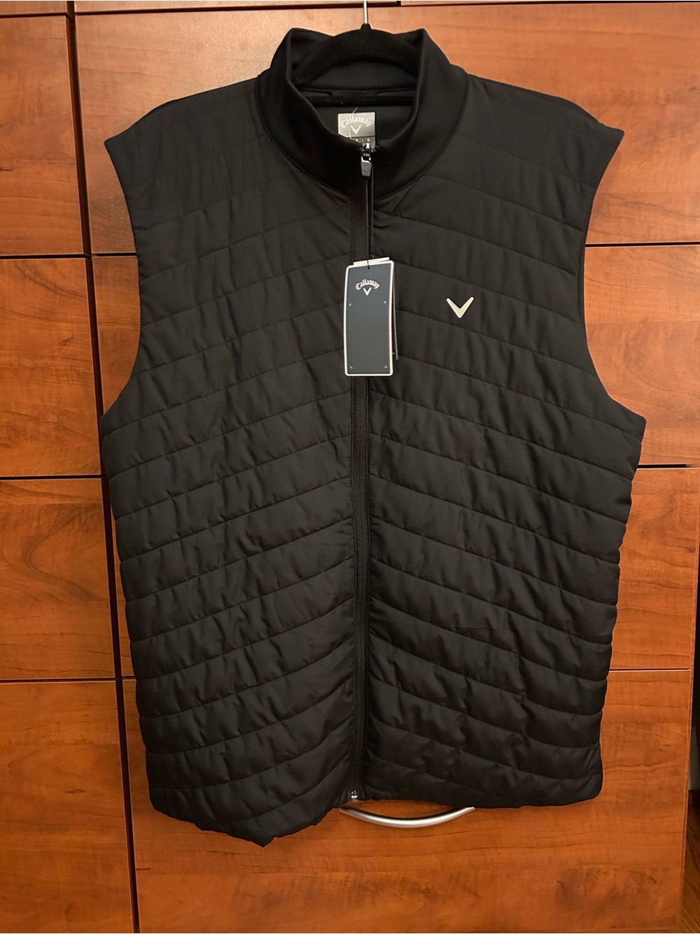 NWT Callaway Men’s Quilted Golf Vest Black Large Full Zip UPF